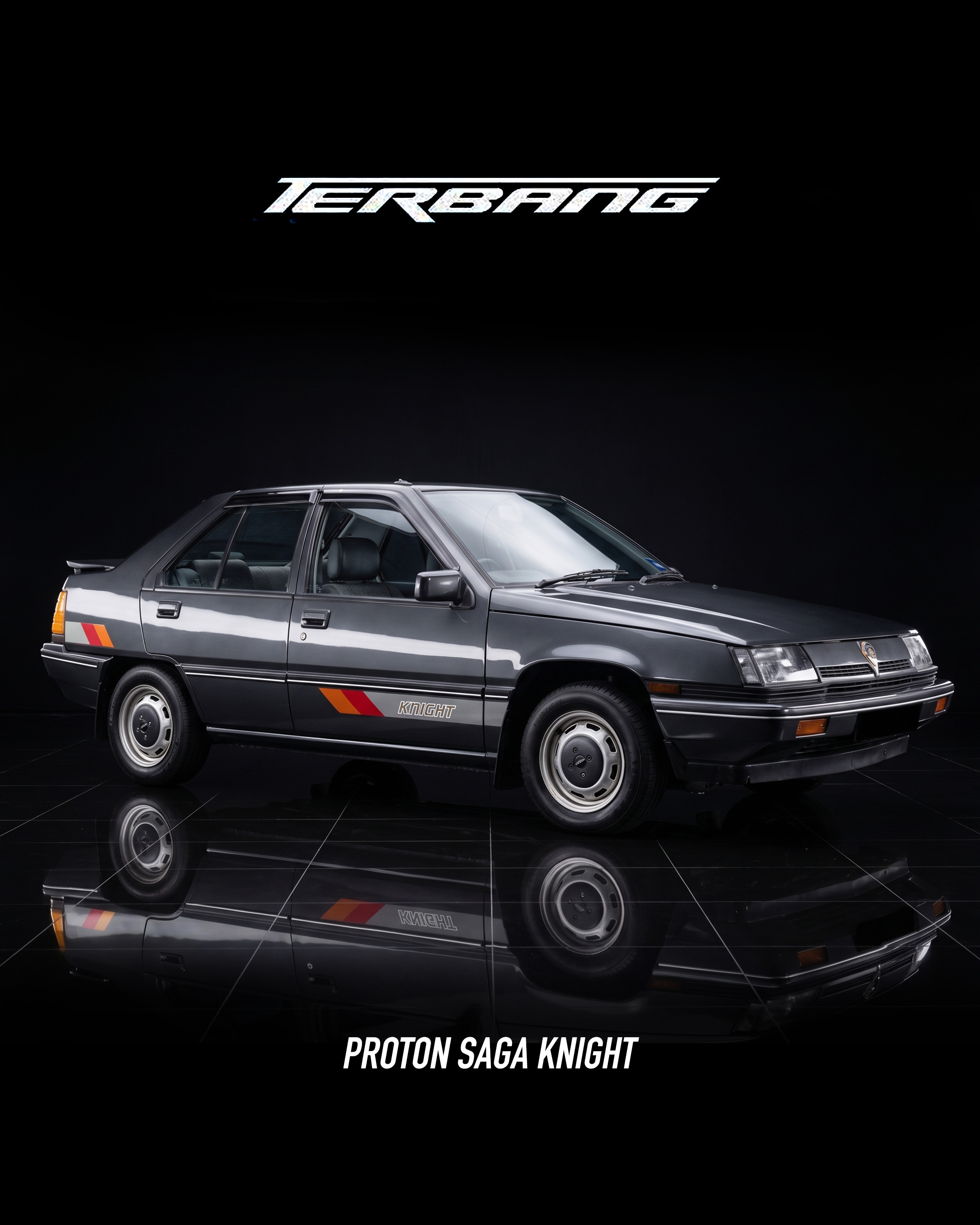 Proton Saga Knight kelabu gelap klasik filem Terbang