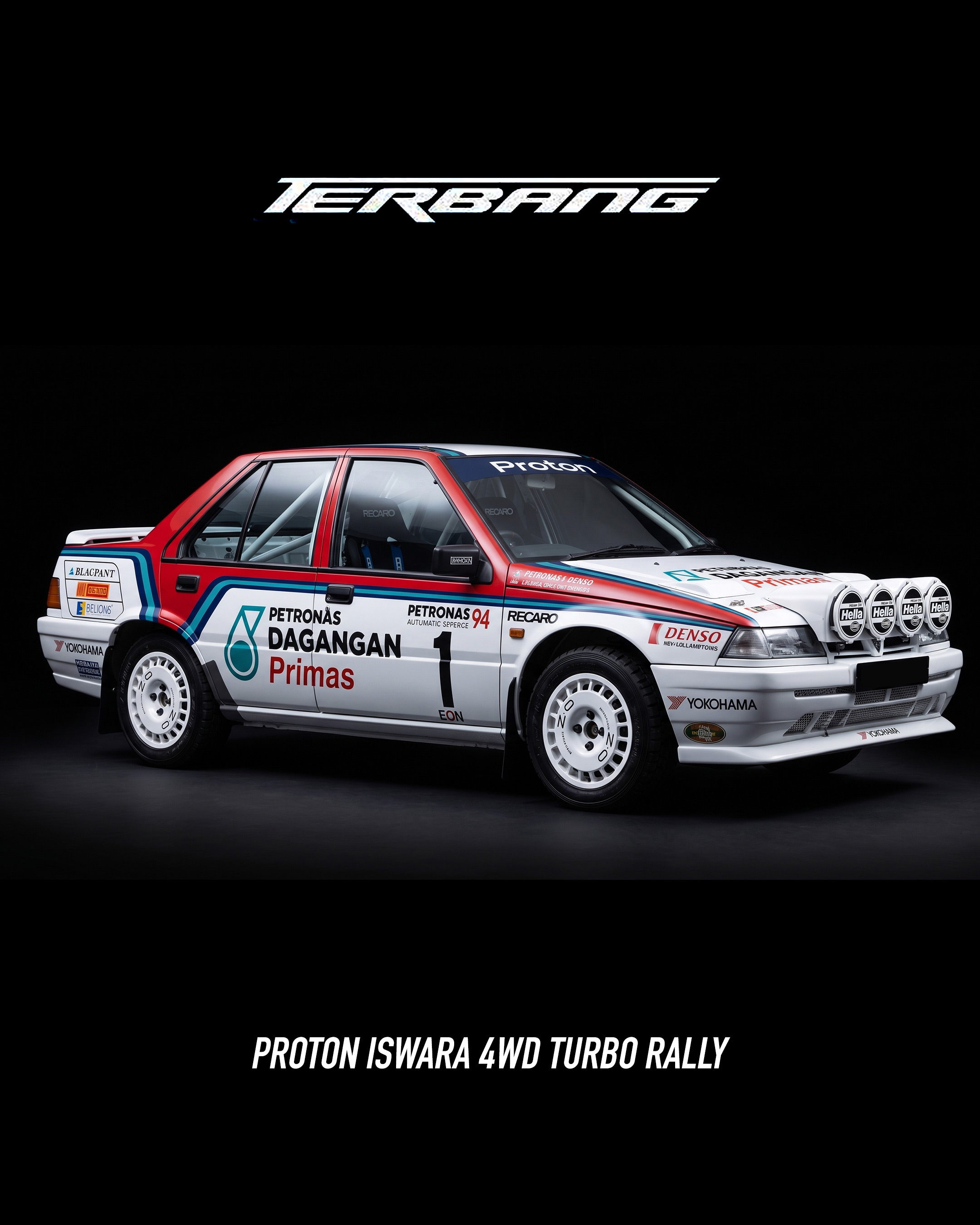 Proton Iswara 4WD Turbo Rally livery Petronas Dagangan Primas nombor 1 filem Terbang
